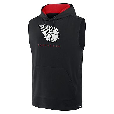 Men's Fanatics Black Cleveland Guardians Fire Speed Sleeveless Pullover Hoodie