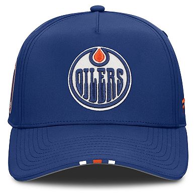 Men's Fanatics Royal Edmonton Oilers 2025 NHL Draft Authentic Pro On-Stage Podium A-Frame Adjustable Hat