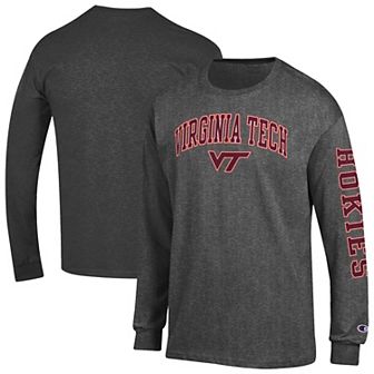 Men's Champion Charcoal Virginia Tech Hokies Arch Over Logo 2-Hit Long Sleeve T-Shirt