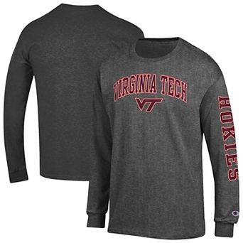 Men's Champion Charcoal Virginia Tech Hokies Arch Over Logo 2-Hit Long Sleeve T-Shirt