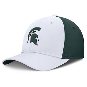 Men's Nike White/Green Michigan State Spartans 2025 Sideline Rise Local Performance Flex Hat