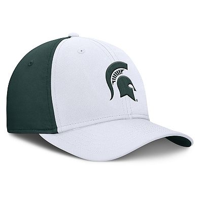 Men's Nike White/Green Michigan State Spartans 2025 Sideline Rise Local Performance Flex Hat