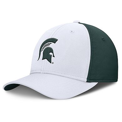 Men's Nike White/Green Michigan State Spartans 2025 Sideline Rise Local Performance Flex Hat