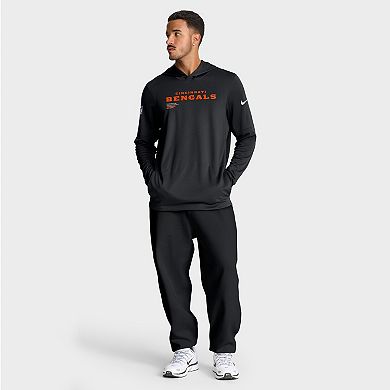 Men's Nike Black Cincinnati Bengals Big & Tall Sideline Performance Long Sleeve Hoodie T-Shirt