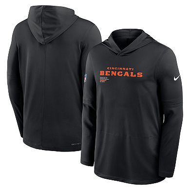 Men's Nike Black Cincinnati Bengals Big & Tall Sideline Performance Long Sleeve Hoodie T-Shirt