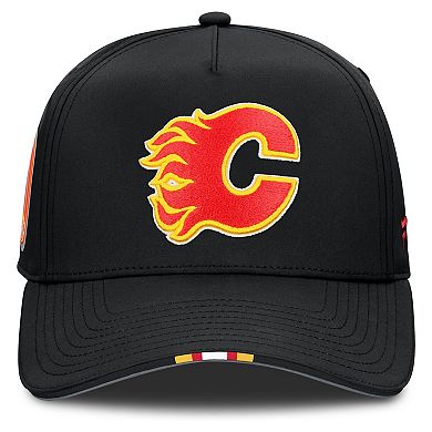 Men's Fanatics Black Calgary Flames 2025 NHL Draft Authentic Pro On-Stage Podium A-Frame Adjustable Hat
