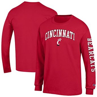 Men's Champion Red Cincinnati Bearcats Arch Over Logo 2-Hit Long Sleeve T-Shirt
