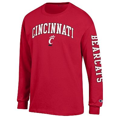 Men's Champion Red Cincinnati Bearcats Arch Over Logo 2-Hit Long Sleeve T-Shirt