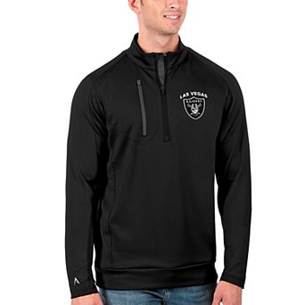 Men's Antigua Black/Charcoal Las Vegas Raiders Generation Quarter-Zip Pullover Jacket