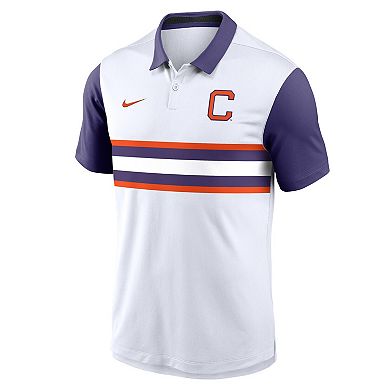 Men's Nike White/Purple Clemson Tigers Athletic Prep Alt Logo Vapor Performance Polo