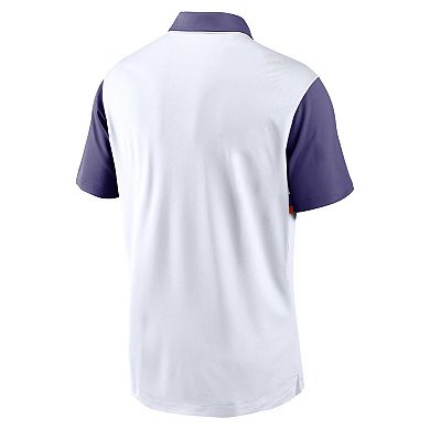 Men's Nike White/Purple Clemson Tigers Athletic Prep Alt Logo Vapor Performance Polo