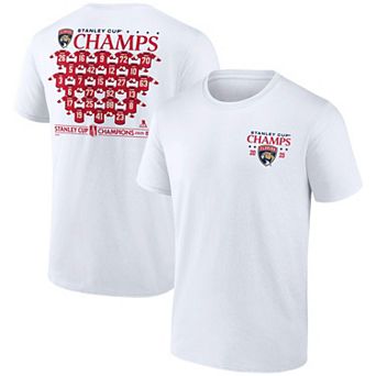 Men's Fanatics White Florida Panthers 2025 Stanley Cup Champions Jersey Roster T-Shirt