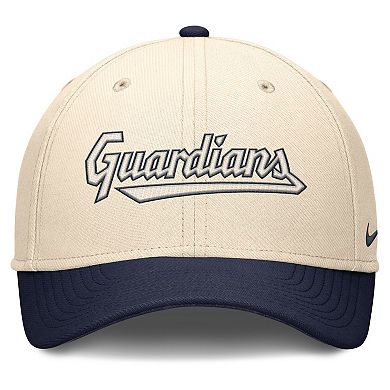 Men's Nike Natural/Navy Cleveland Guardians Statement Rise Performance Flex Hat