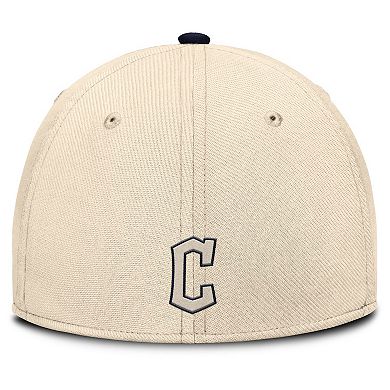 Men's Nike Natural/Navy Cleveland Guardians Statement Rise Performance Flex Hat