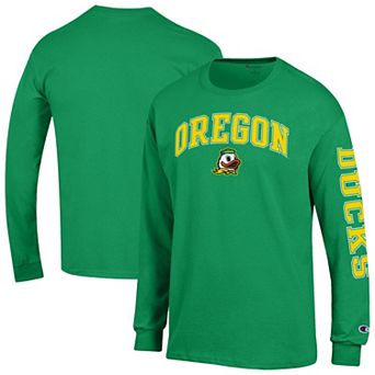 Men's Champion Green Oregon Ducks Arch Over Logo 2-Hit Long Sleeve T-Shirt