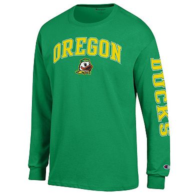 Men's Champion Green Oregon Ducks Arch Over Logo 2-Hit Long Sleeve T-Shirt