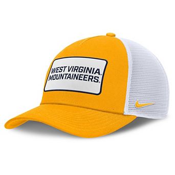 Men's Nike Gold/White West Virginia Mountaineers 2025 On-Field Rise Patch Trucker Adjustable Hat