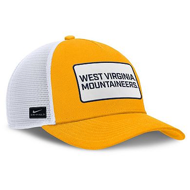 Men's Nike Gold/White West Virginia Mountaineers 2025 On-Field Rise Patch Trucker Adjustable Hat