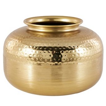 Stella & Eve Aluminum Metal Brushed Decorative Vase with Hammered Top