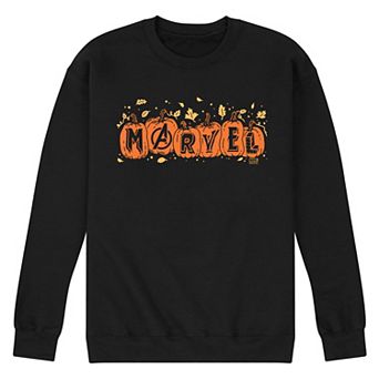Men's Marvel Logo Pumpkins & Leaves Crew Fleece Sweatshirt