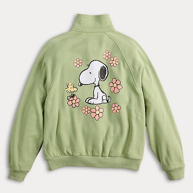 Juniors' Peanuts Snoopy Quarter-Snap Fleece Pullover
