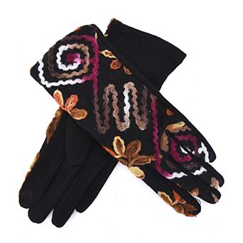 Women's Mellow World Embroidered Yarn Swirls Gloves