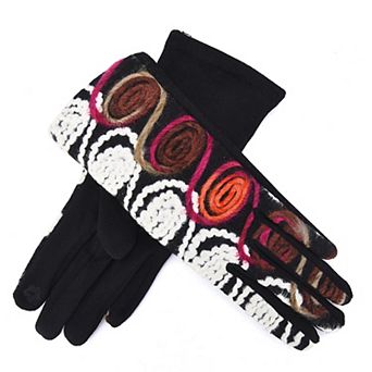 Women's Mellow World Embroidered Yarn Swirls Gloves