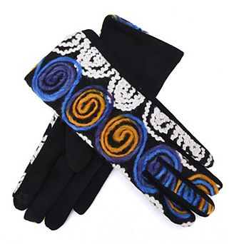Women's Mellow World Embroidered Yarn Swirls Gloves