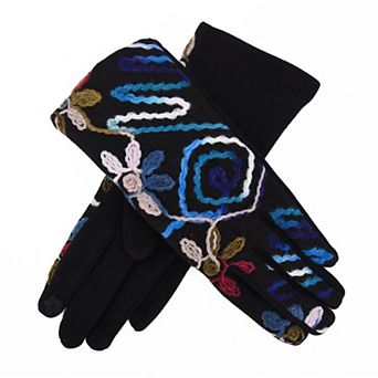 Women's Mellow World Embroidered Yarn Swirls Gloves