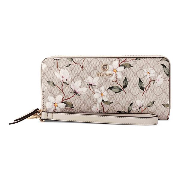 Nine West Lockup Zip Around Wristlet Wallet - Floral