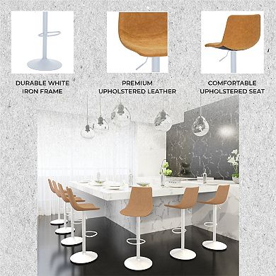 Tilbury - Bar stool - White Base with Charcoal Black Seat Set of 2