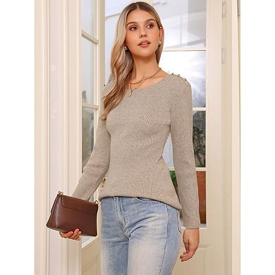 Ribbed Knit Sweater Top for Women Long Sleeve Crewneck Fitted Pullover Shirt