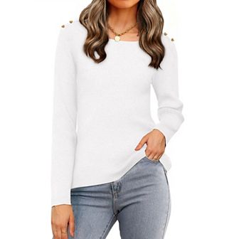 Ribbed Knit Sweater Top for Women Long Sleeve Crewneck Fitted Pullover Shirt