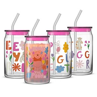 JoyJolt Disney’s Winnie the Pooh & Friends Flower Power Tumbler Glasses 4 pc Set
