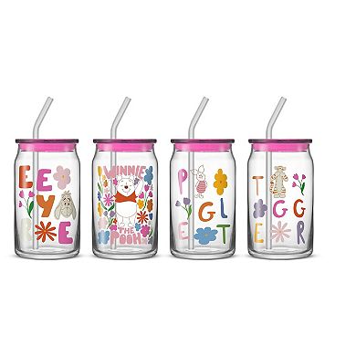 JoyJolt Disney’s Winnie the Pooh & Friends Flower Power Tumbler Glasses 4-pc. Set