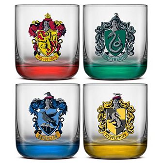 JoyJolt Harry Potter House Pride 4 pc Short Drinking Glass Set