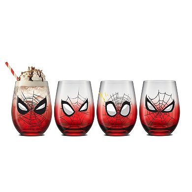 JoyJolt Marvel Spider-Man Spidey Sense Stemless Drinking Glasses Set of 4