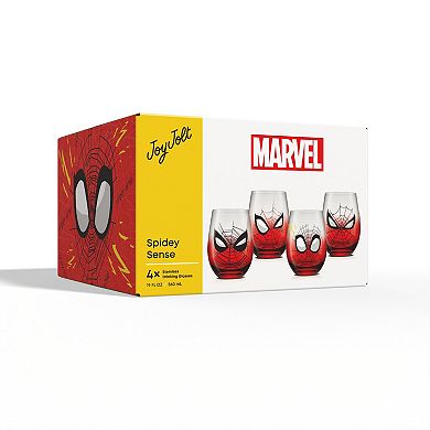 JoyJolt Marvel Spider-Man Spidey Sense Stemless Drinking Glasses Set of 4