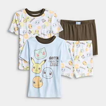 Boys 6-12 Pokémon "Gotta Catch 'Em All" 4 pc Snug Fit Short Sleeve Pajama Tops & Pajama Bottoms Set