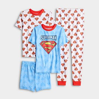 Boys 4-10 DC Comics Superman Logo 4 pc Snug Fit Short Sleeve Pajama Tops & Pajama Bottoms Set