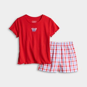 Girls 4-12 Cuddl Duds® 2 pc Rib Woven Pajama Top & Pajama Bottoms Set
