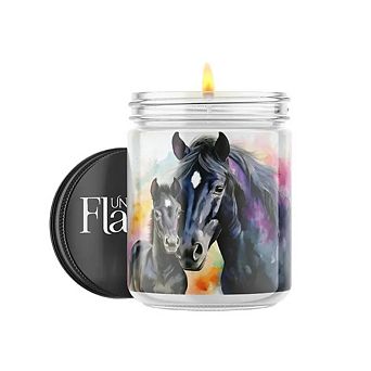 Mama and Foal Horses 16-oz Candle Jar - Black Ice