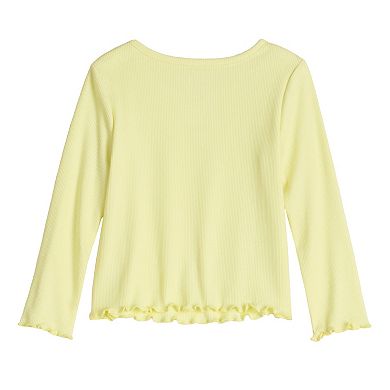 Girls 4-12 Jumping Beans® Long Sleeve Ruffle Hem Ribbed Tee