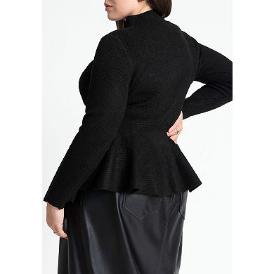 ELOQUII Women's Plus Size Peplum Sweater