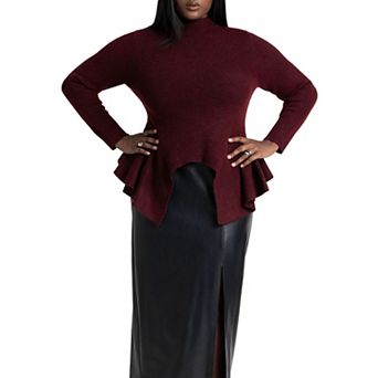 ELOQUII Women's Plus Size Peplum Sweater