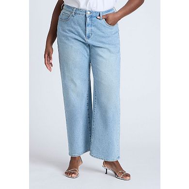 ELOQUII Women's Plus Size The Sparkle Naomi Straight Leg Jean