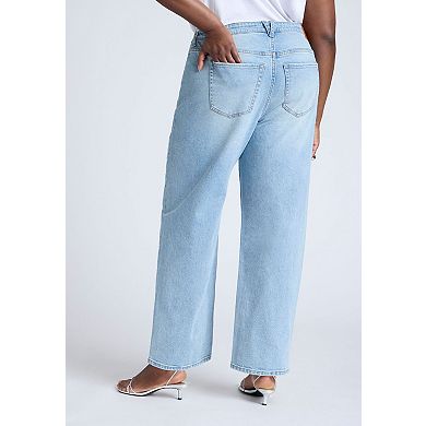 ELOQUII Women's Plus Size The Sparkle Naomi Straight Leg Jean