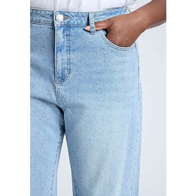 ELOQUII Women's Plus Size The Sparkle Naomi Straight Leg Jean