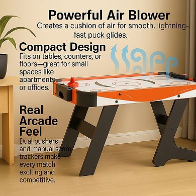 Air Hockey Table for Kids & Adults - Indoor Game Table with Powerful Airflow, Pushers & Pucks