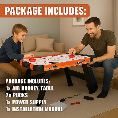 Air Hockey Table for Kids & Adults - Indoor Game Table with Powerful Airflow, Pushers & Pucks